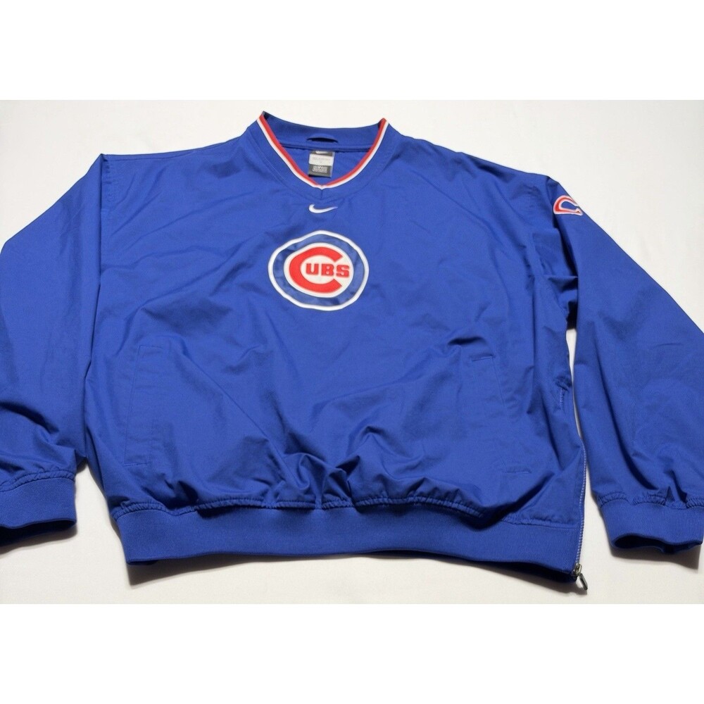 Chicago Cubs Nike Windbreaker Mens Large Blue Pullover MLB Baseball Jacket *READ